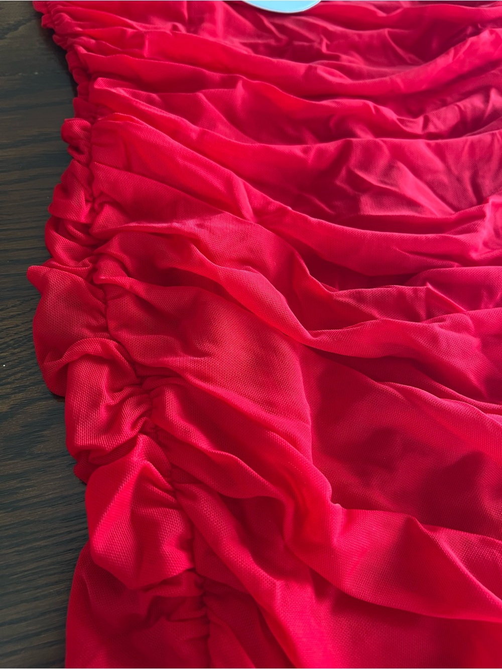 One-Shoulder Red Ruched Cocktail Dress - Picture 4 of 4
